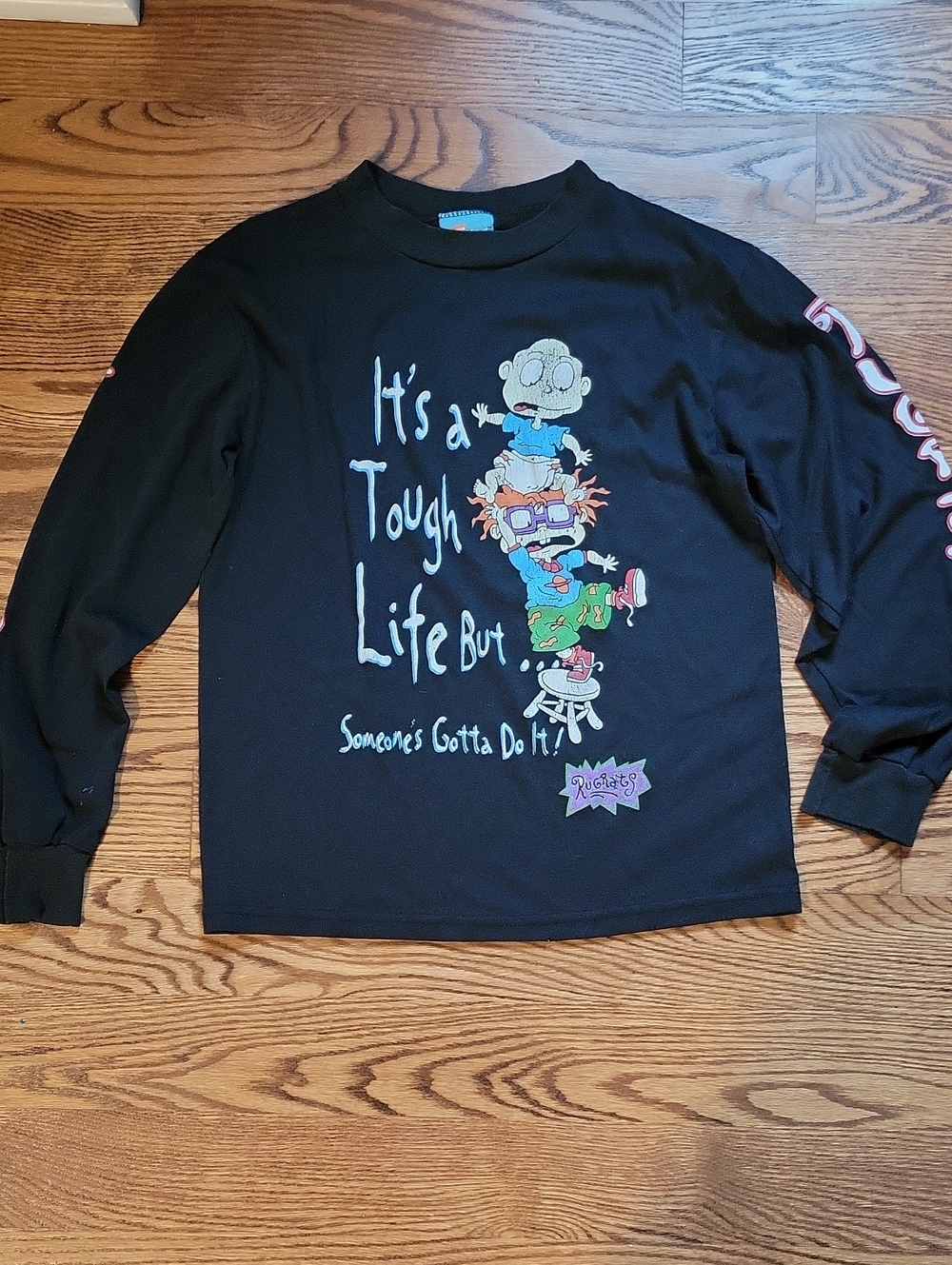 Vintage 1996 Nickelodeon Black Rugrats "It's a Tough Life" Long-Sleeve Tee